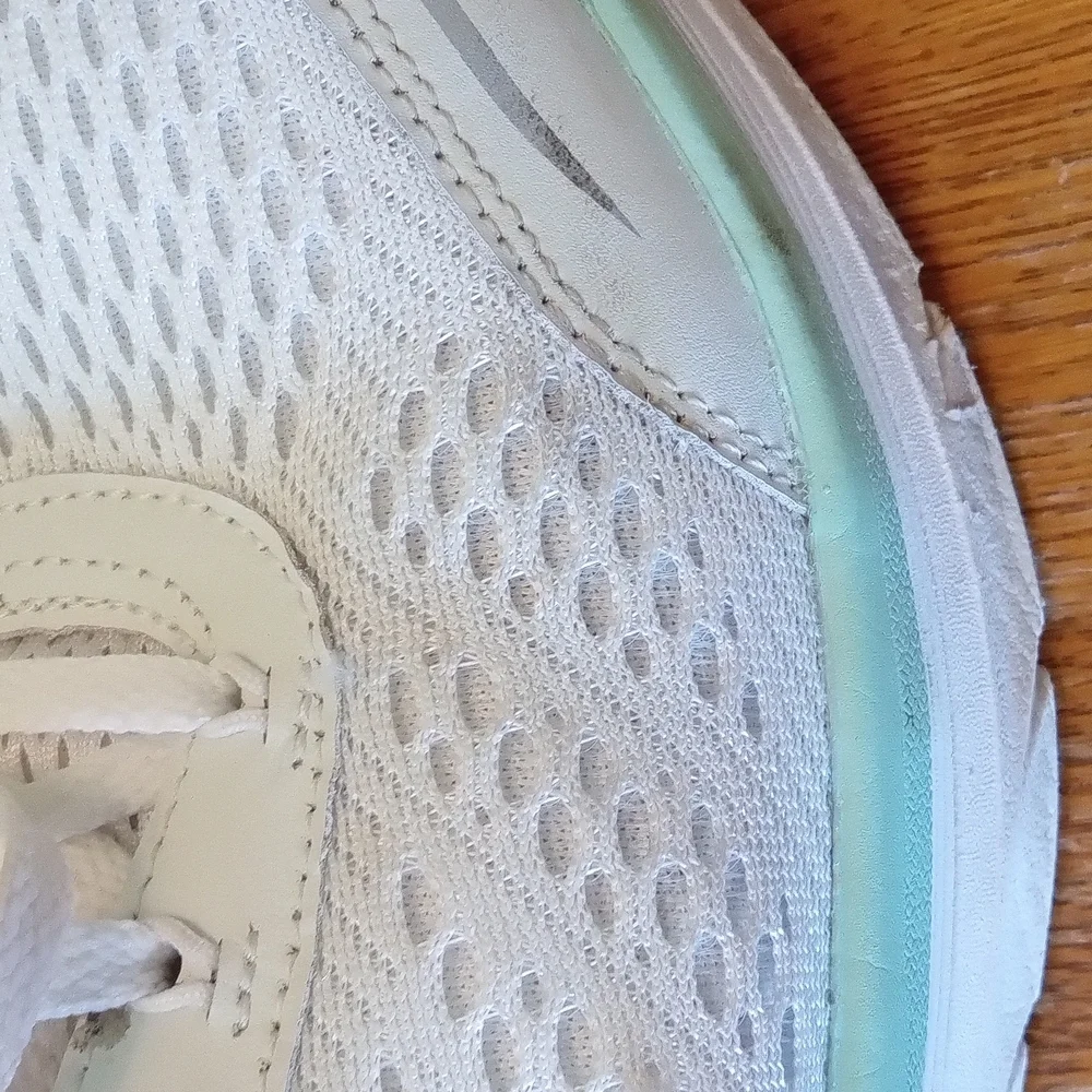 Skechers White and Green Athletic Shoes with Breathable Design